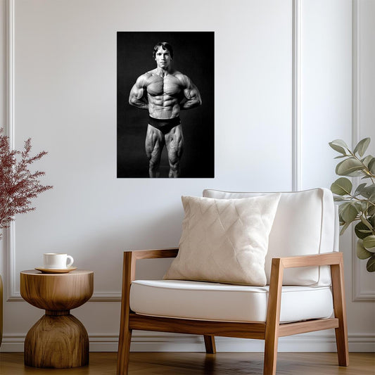 Arnold Schwarzenegger Iconic Pose | Classic Bodybuilding Photography | Gym Motivation Poster - Sports Poster