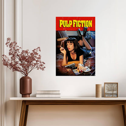 Pulp Fiction | Mia Wallace on Bed with Cigarette | Uma Thurman Movie Poster - Movies & TV Poster