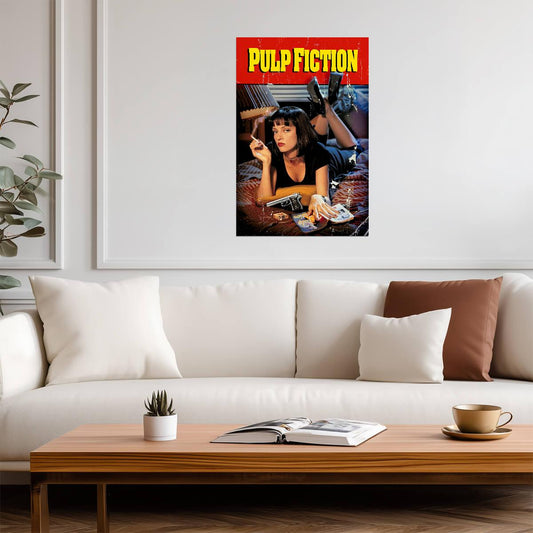 Pulp Fiction | Mia Wallace on Bed with Cigarette | Uma Thurman Movie Poster - Movies & TV Poster