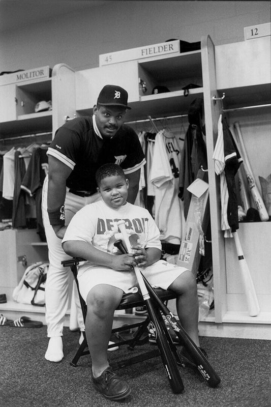 Cecil & Prince Fielder | Detroit Tigers Locker Room Photo | Black and White Poster - Vintage & Retro Poster