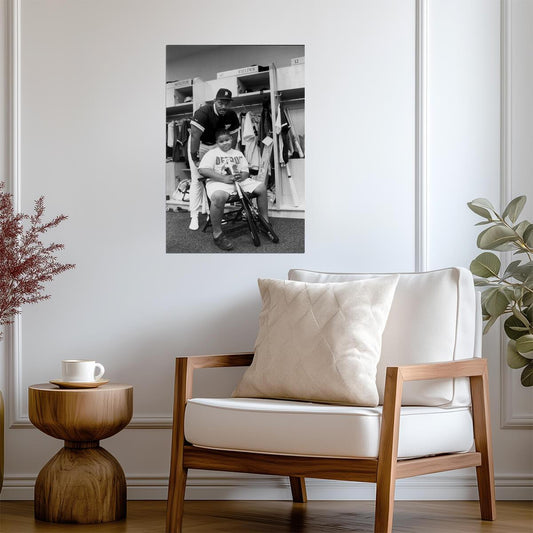 Cecil & Prince Fielder | Detroit Tigers Locker Room Photo | Black and White Poster - Vintage & Retro Poster
