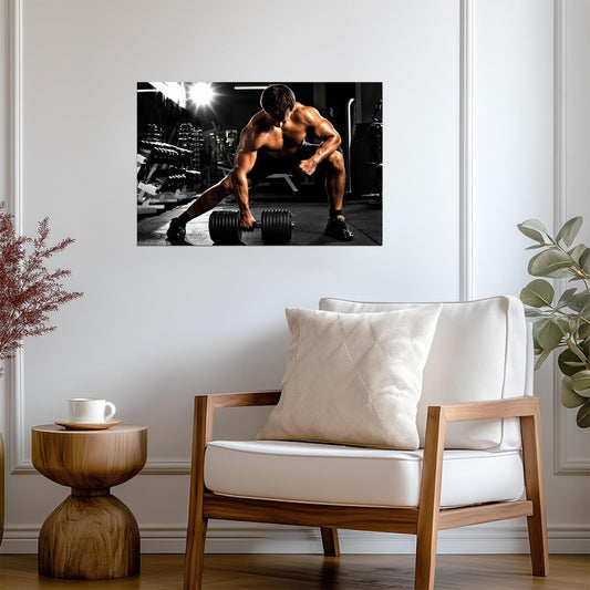 Barbell Lunges Workout | Motivational Gym Photography | Bodybuilding Poster - Sports Poster