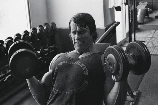 Arnold Schwarzenegger Dumbbell Workout | Motivational Bodybuilding Art | Gym Fitness Poster - Sports Poster