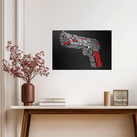 Pulp Fiction | Typographic Gun made from Movie Quotes | Wall Art Poster - Movies & TV Poster
