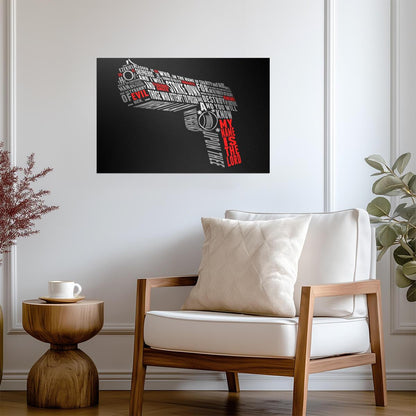 Pulp Fiction | Typographic Gun made from Movie Quotes | Wall Art Poster - Movies & TV Poster