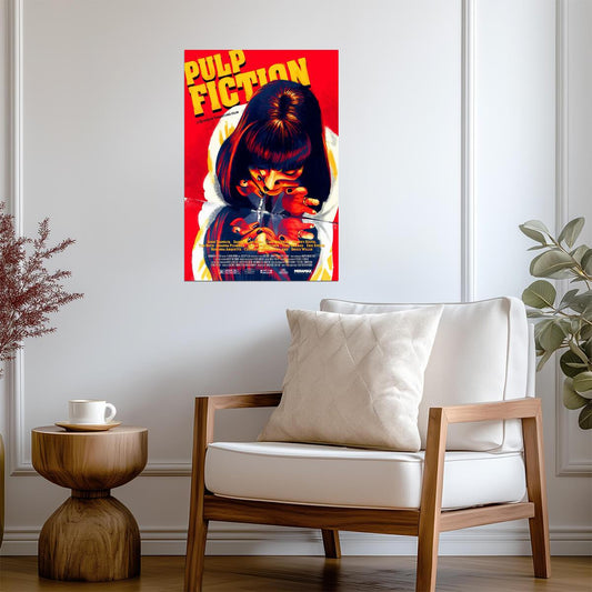 Pulp Fiction | Illustrated Mia Wallace Portrait | Quentin Tarantino Film Art Poster - Movies & TV Poster