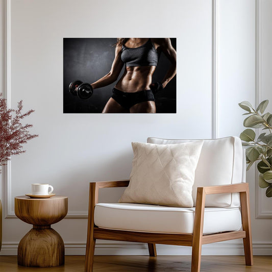 Sexy Abs Workout | Female Fitness Photography | Gym Motivation Poster - Sports Poster