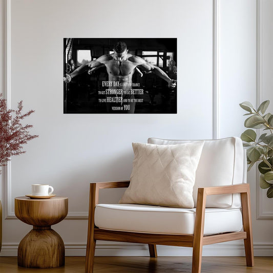 "Every Day is Another Chance" Quote | Motivational Gym Art | Fitness Workout Poster - Sports Poster