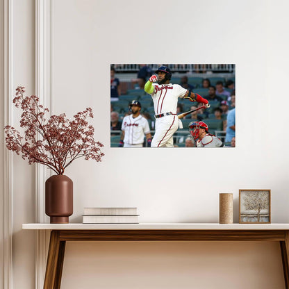 Marcell Ozuna Atlanta Braves | At Bat Reaction | Baseball Player Poster - Sports Poster