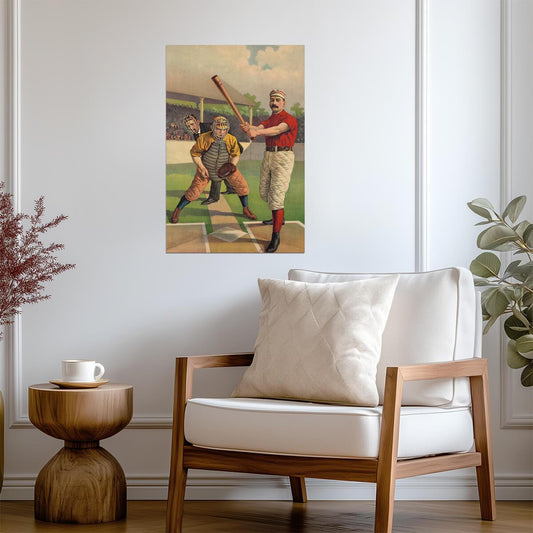 Vintage Baseball Batter | 19th Century Illustration | Retro Sports Art Poster - Vintage & Retro Poster