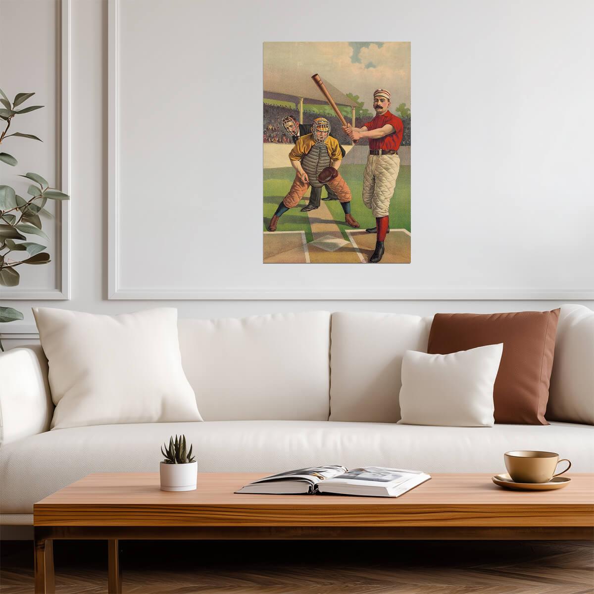 Vintage Baseball Batter | 19th Century Illustration | Retro Sports Art Poster - Vintage & Retro Poster
