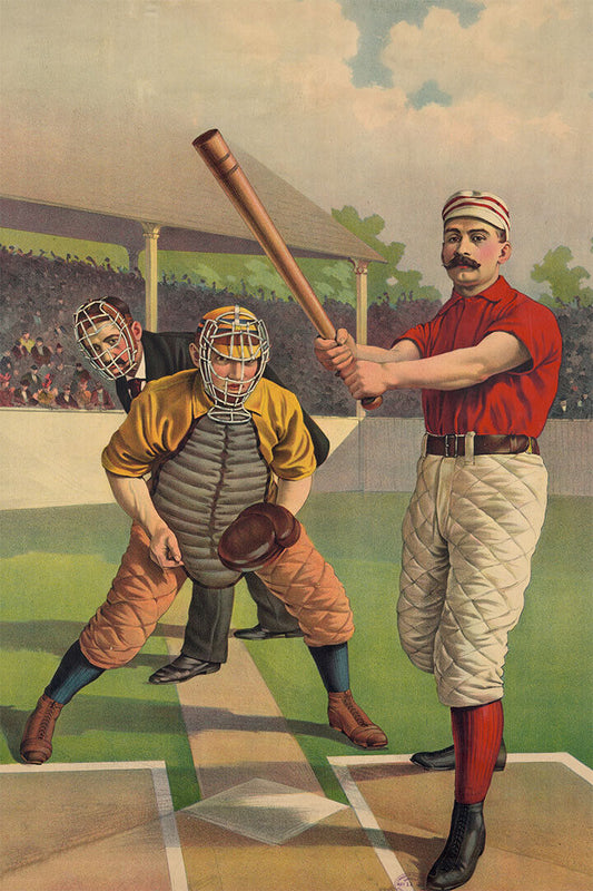 Vintage Baseball Batter | 19th Century Illustration | Retro Sports Art Poster - Vintage & Retro Poster