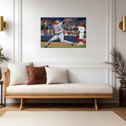 Kodai Senga New York Mets | Pitching Action | Baseball Player Poster - Sports Poster