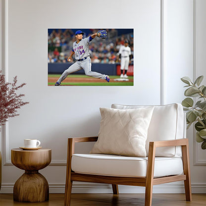 Kodai Senga New York Mets | Pitching Action | Baseball Player Poster - Sports Poster