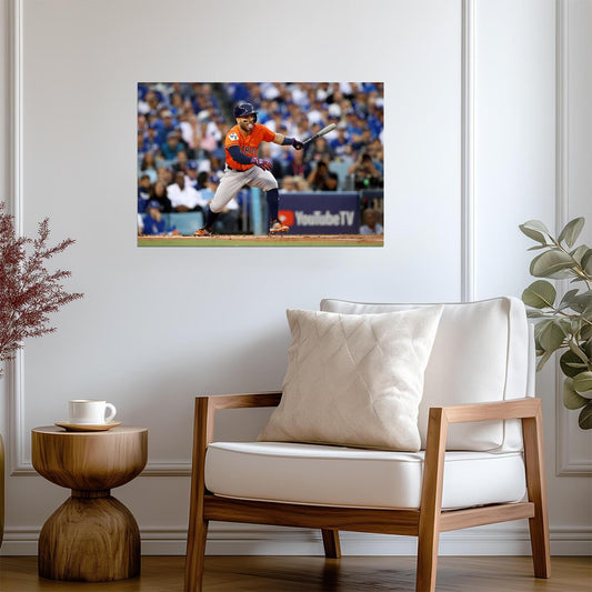 Jose Altuve Houston Astros | Hitting Action Shot | Baseball Star Poster - Sports Poster