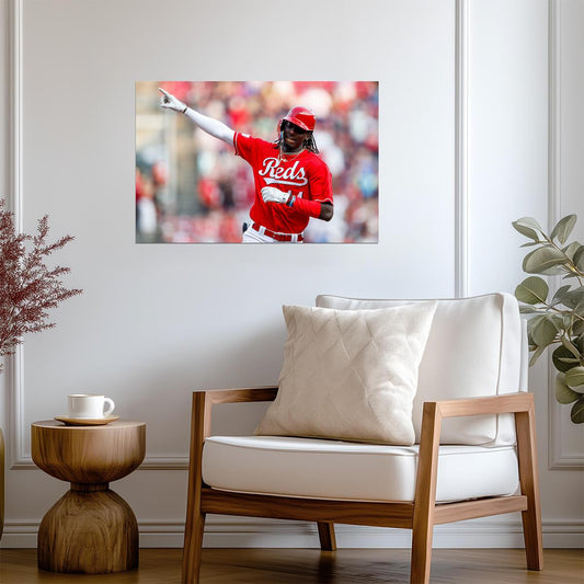 Elly De La Cruz Cincinnati Reds | Game Celebration | Baseball Star Poster - Sports Poster