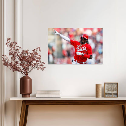 Elly De La Cruz Cincinnati Reds | Game Celebration | Baseball Star Poster - Sports Poster