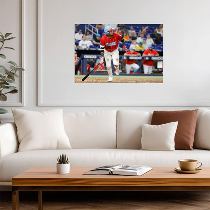 Luis Arraez Miami Marlins | Game Action Photo | Baseball Player Poster - Sports Poster