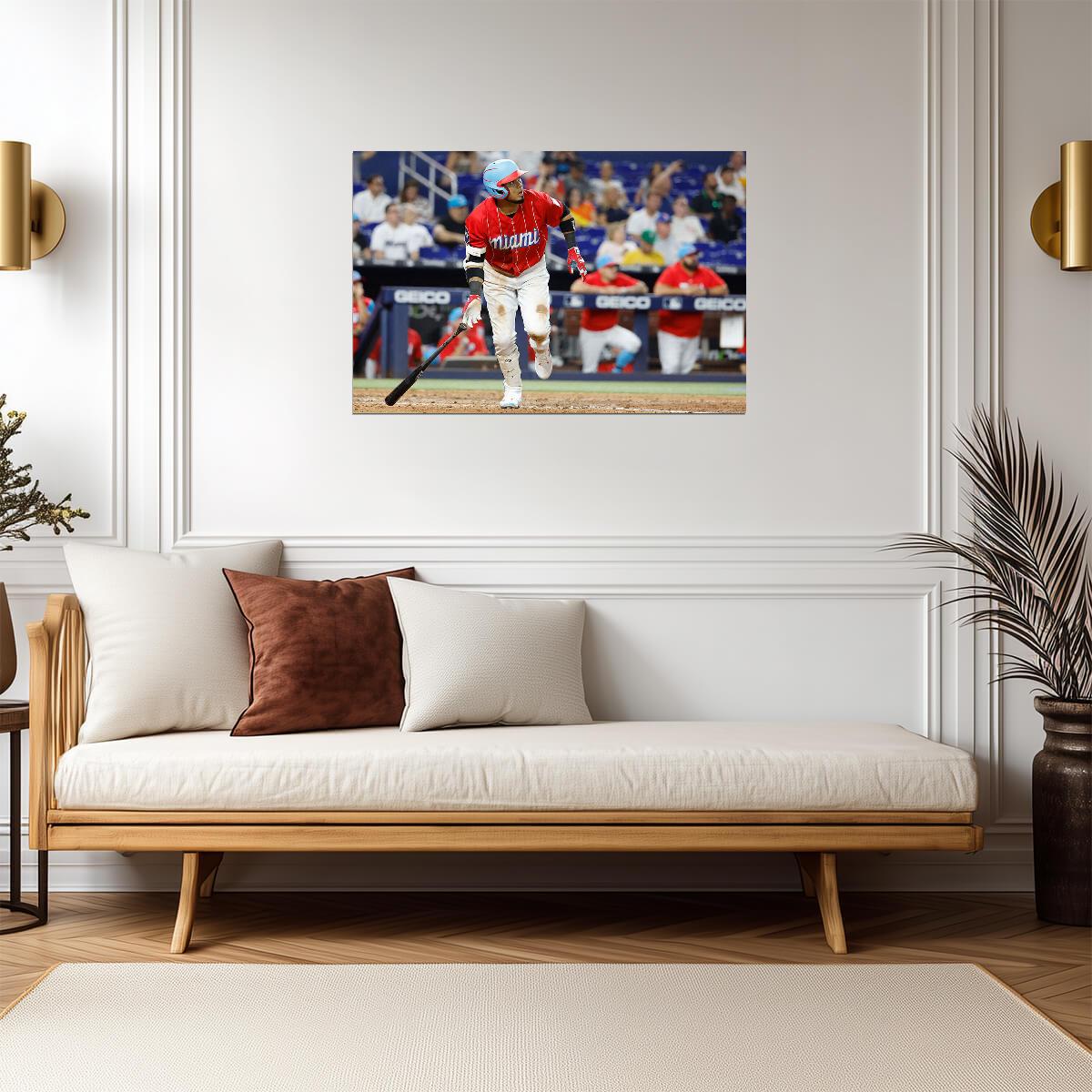 Luis Arraez Miami Marlins | Game Action Photo | Baseball Player Poster - Sports Poster