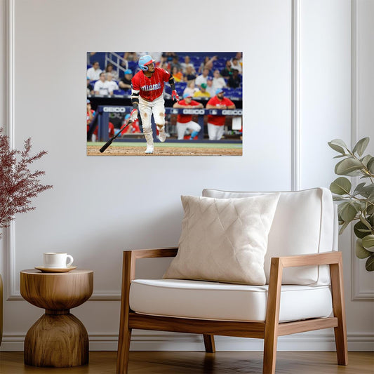 Luis Arraez Miami Marlins | Game Action Photo | Baseball Player Poster - Sports Poster