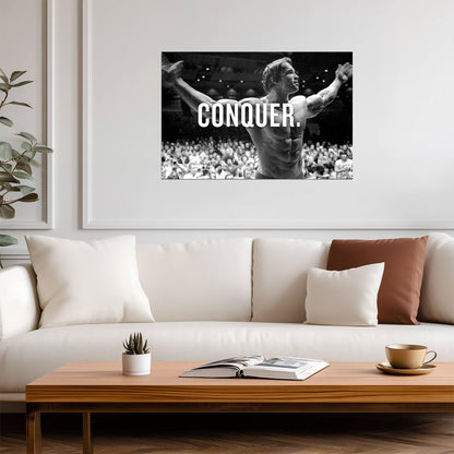Arnold Schwarzenegger "Conquer" | Bodybuilding Motivation | Gym Wall Art Poster - Sports Poster