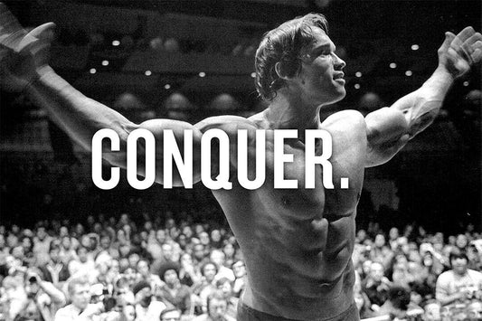 Arnold Schwarzenegger "Conquer" | Bodybuilding Motivation | Gym Wall Art Poster - Sports Poster