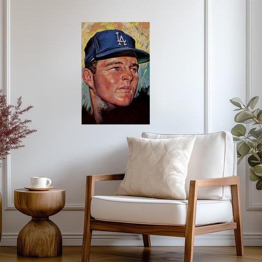 Don Drysdale Painted Portrait | Los Angeles Dodgers Poster | Vintage Baseball Fan Art - Vintage & Retro Poster