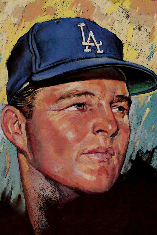 Don Drysdale Painted Portrait | Los Angeles Dodgers Poster | Vintage Baseball Fan Art - Vintage & Retro Poster
