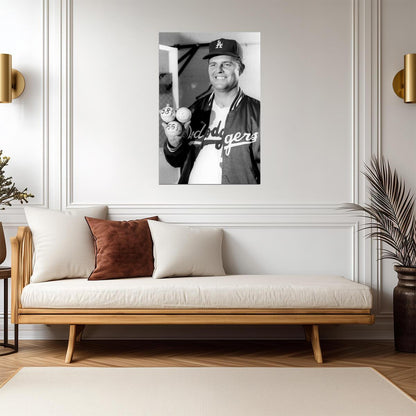 Don Drysdale Posed Portrait | Los Angeles Dodgers Legend | B&W Baseball Photography - Vintage & Retro Poster