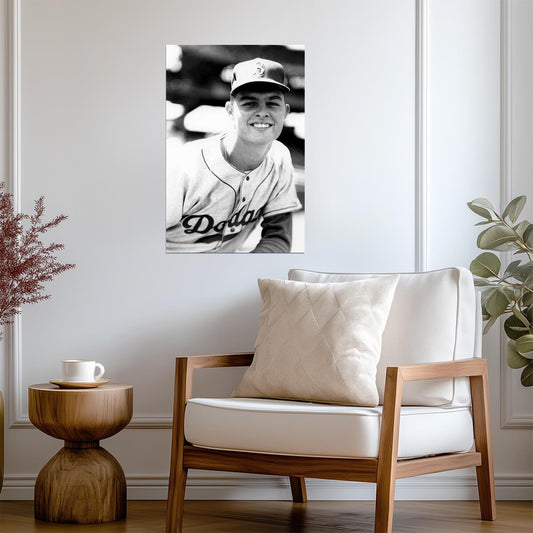 Young Don Drysdale Portrait | Los Angeles Dodgers | Black and White Photo Poster - Vintage & Retro Poster