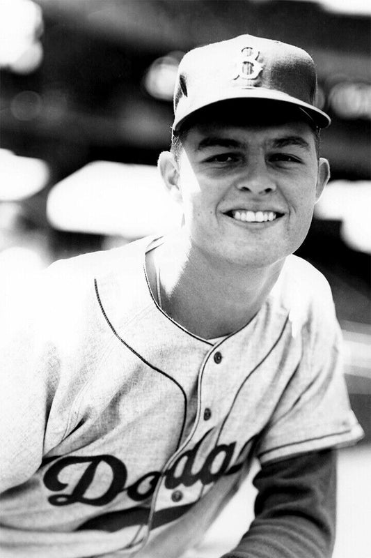 Young Don Drysdale Portrait | Los Angeles Dodgers | Black and White Photo Poster - Vintage & Retro Poster