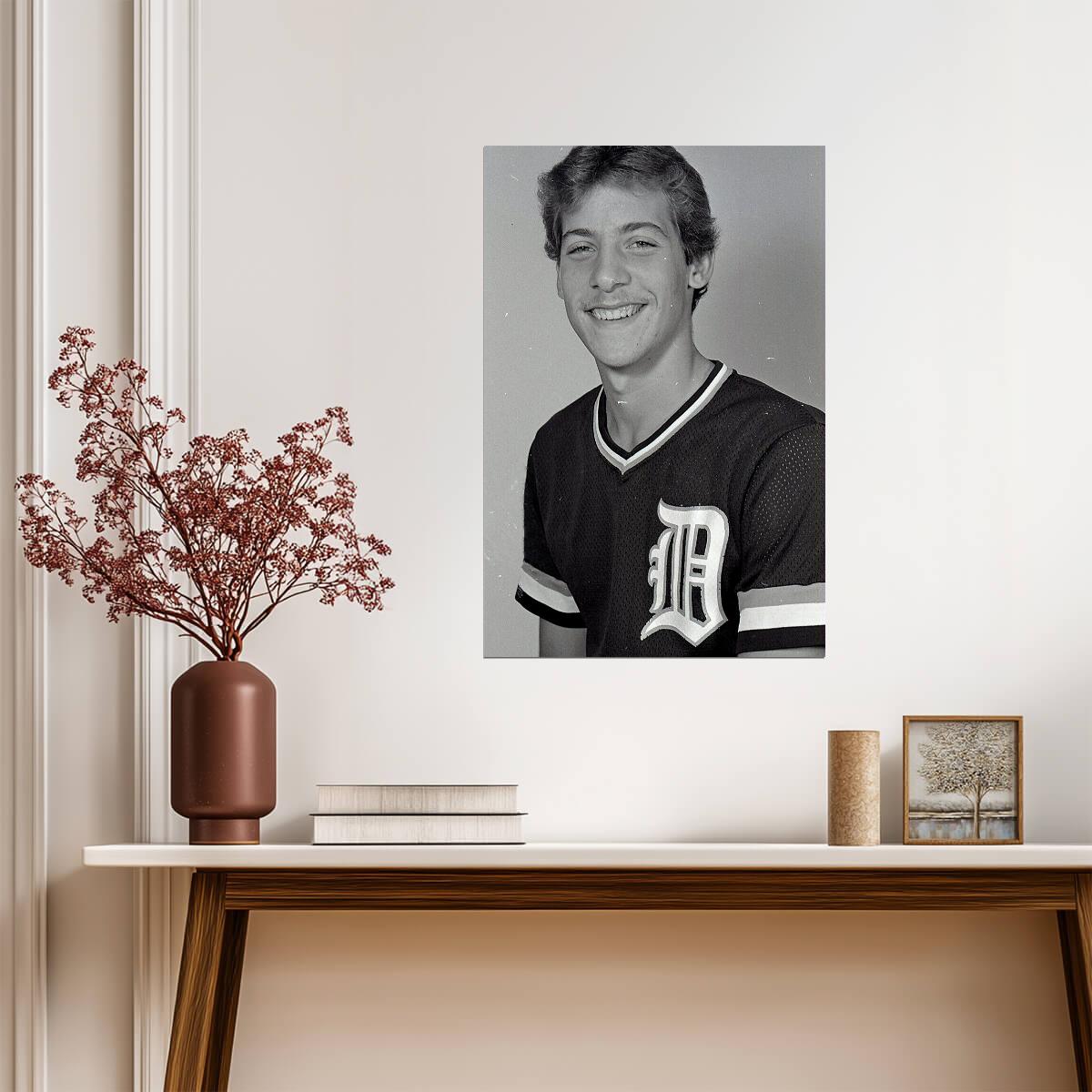 Young John Smoltz Portrait | Detroit Tigers Poster | Vintage Baseball Photo - Vintage & Retro Poster