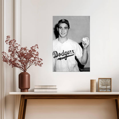 Sandy Koufax Pitching Grip | Los Angeles Dodgers Poster | B&W Baseball Photo - Vintage & Retro Poster