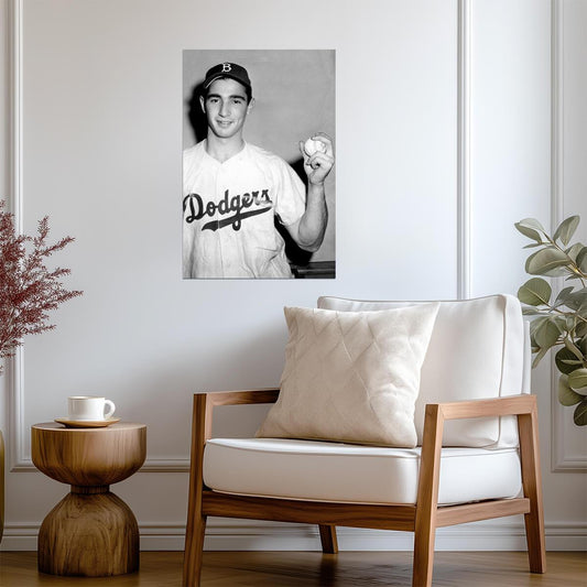 Sandy Koufax Pitching Grip | Los Angeles Dodgers Poster | B&W Baseball Photo - Vintage & Retro Poster