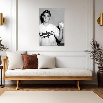 Sandy Koufax Pitching Grip | Los Angeles Dodgers Poster | B&W Baseball Photo - Vintage & Retro Poster