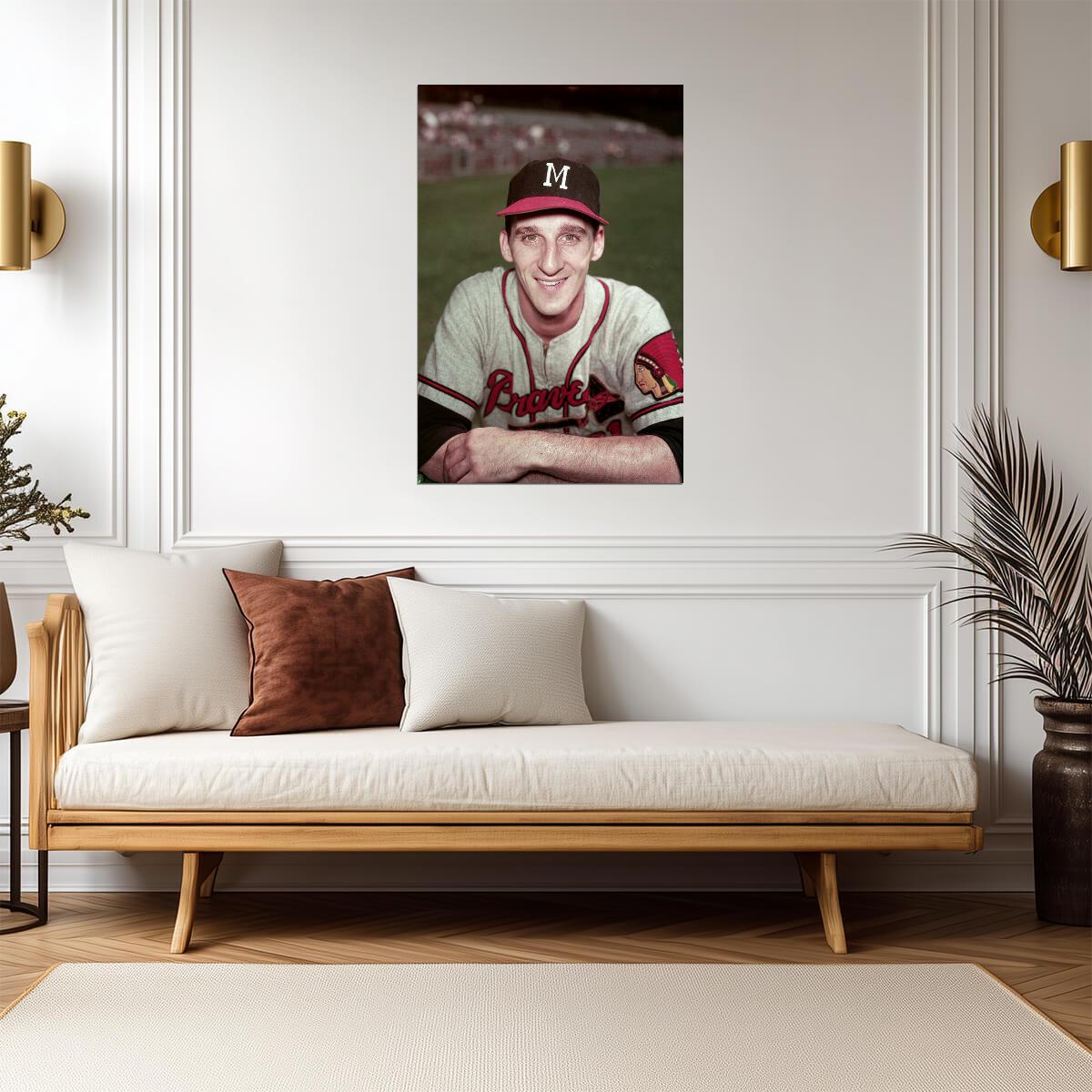 Warren Spahn Milwaukee Braves | Vintage Player Portrait | Baseball Legend Poster - Sports Poster