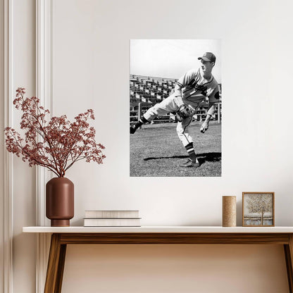 Warren Spahn St. Louis Cardinals | Pitching Motion B&W | Vintage Baseball Poster - Sports Poster