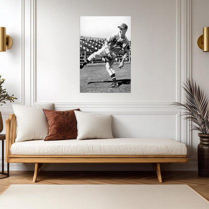 Warren Spahn St. Louis Cardinals | Pitching Motion B&W | Vintage Baseball Poster - Sports Poster