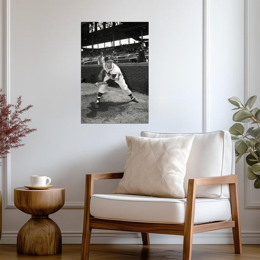 Warren Spahn Milwaukee Braves | Batting Stance B&W | Vintage Baseball Poster - Sports Poster