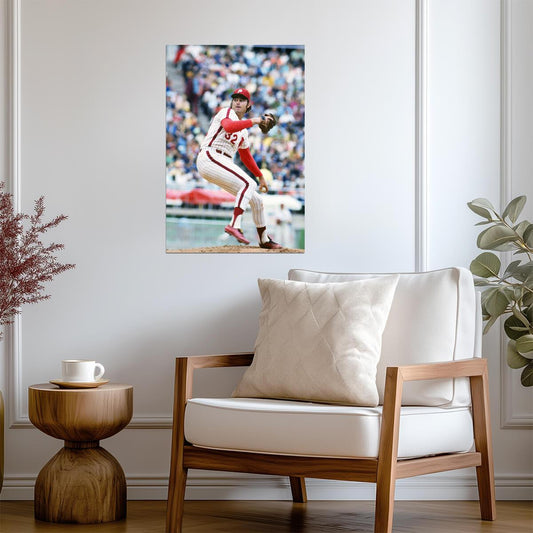 Steve Carlton Philadelphia Phillies | Vintage Pitching Photo | Baseball Legend Poster - Sports Poster