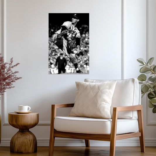 Warren Spahn Milwaukee Braves | Pitching Motion B&W | Baseball Legend Poster - Sports Poster