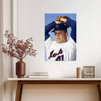 Tom Seaver New York Mets | Vintage Player Portrait | Baseball Legend Poster - Sports Poster