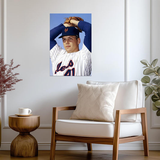 Tom Seaver New York Mets | Vintage Player Portrait | Baseball Legend Poster - Sports Poster