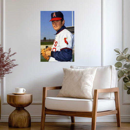 Nolan Ryan Pitching In Action | California Angels Poster | Iconic Sports Photo - Vintage & Retro Poster