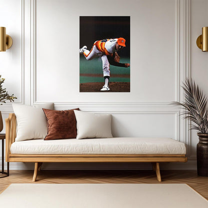 Nolan Ryan Houston Astros | Vintage Pitching Motion | Baseball Legend Poster - Sports Poster