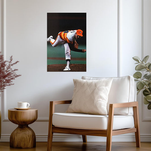 Nolan Ryan Houston Astros | Vintage Pitching Motion | Baseball Legend Poster - Sports Poster