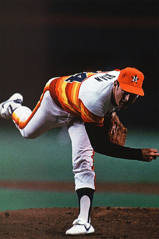Nolan Ryan Houston Astros | Vintage Pitching Motion | Baseball Legend Poster - Sports Poster