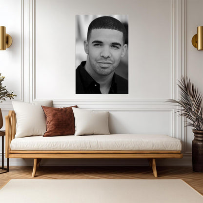 Drake | Black and White Portrait | Hip Hop Music Poster