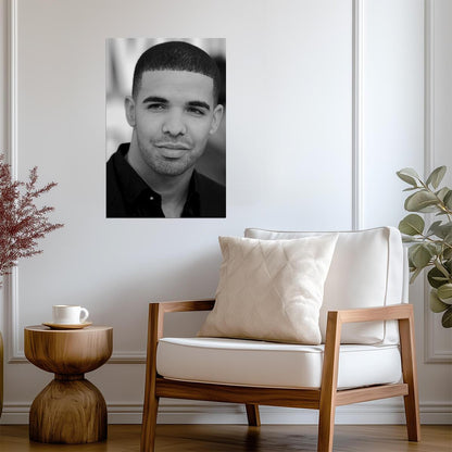 Drake | Black and White Portrait | Hip Hop Music Poster