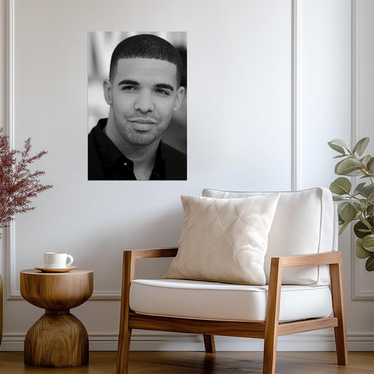 Drake | Black and White Portrait | Hip Hop Music Poster